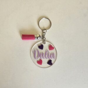 Llavero mini corazones + nombre