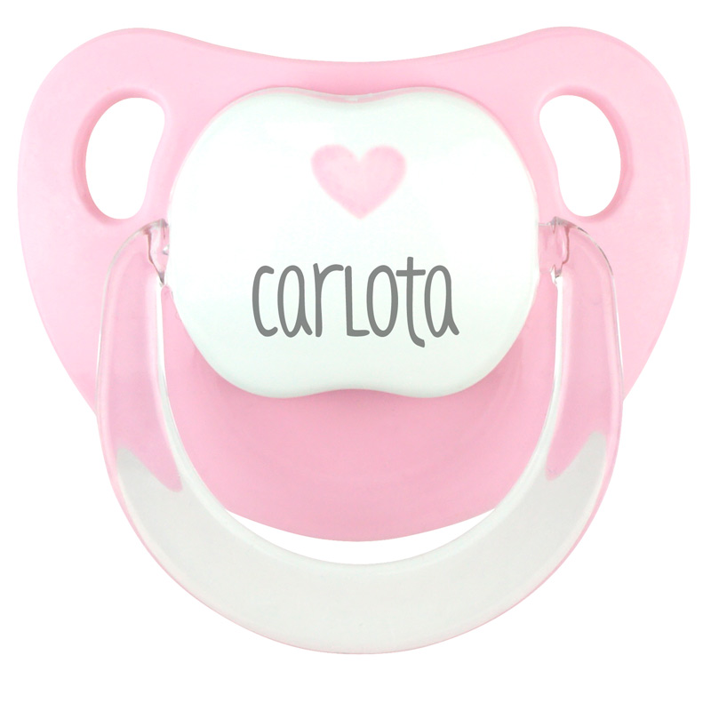 Chupete personalizado corazón rosa pastel