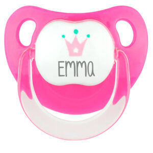 Chupete personalizado corona fucsia